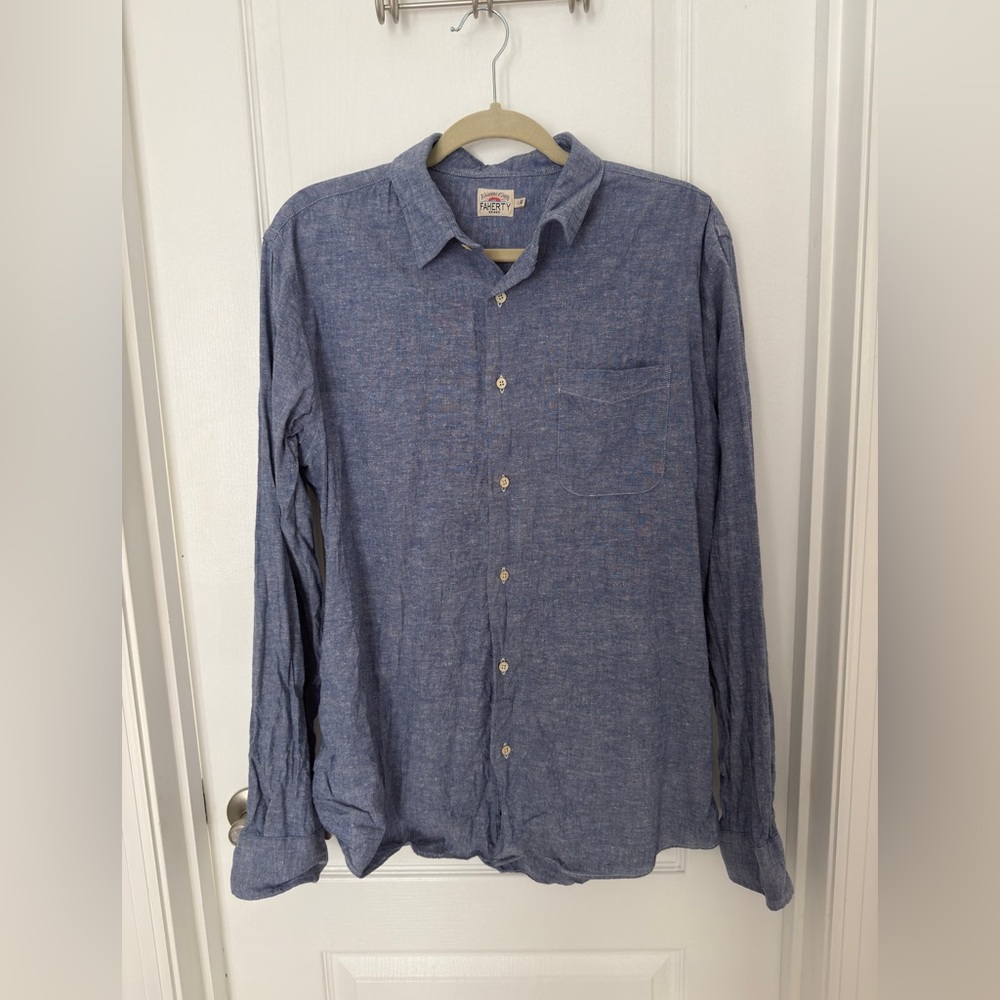 Faherty Blue Casual Button Down Shirt